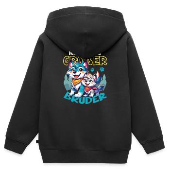 Annoncer la progéniture | Je serai un grand frère en 2025 - Sweat Premium à capuche zippé enfant bio - noir - Dos - AI Model Kid Male (0cm)