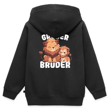Annoncer la progéniture | Je serai un grand frère en 2025 - Sweat Premium à capuche zippé enfant bio - noir - Dos - AI Model Kid Male (0cm)