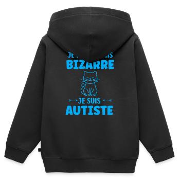 Je ne suis pas bizarre je suis autiste - Sweat Premium à capuche zippé enfant bio - noir - Dos - AI Model Kid Male (0cm)