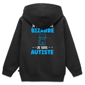 Je ne suis pas bizarre je suis autiste - Sweat Premium à capuche zippé enfant bio - noir - Dos - AI Model Kid Male (0cm)