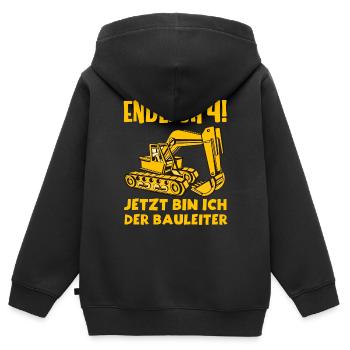 Endlich 4 Jetzt bin ich der Bauleiter 4 Jahre alt - Kinder Premium Organic Zip Hoodie - Schwarz - Hinten - AI Model Kid Male (0cm)