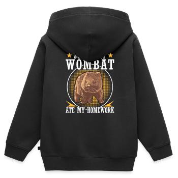 Wombat hat meine Hausaufgaben Beuteltier - Kinder Premium Organic Zip Hoodie - Schwarz - Hinten - AI Model Kid Male (0cm)