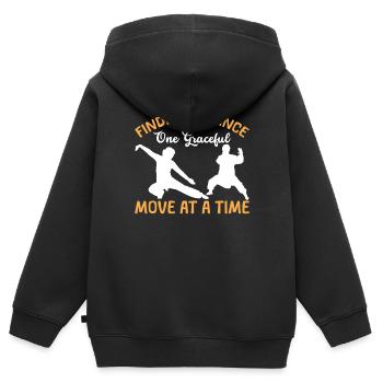 Mit Einer Anmutigen Bewegung Nach Der Anderen Das - Kinder Premium Organic Zip Hoodie - Schwarz - Hinten - AI Model Kid Male (0cm)