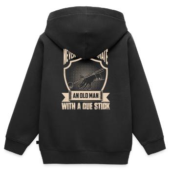 An Old Man With A Cue Stick Billard Pool Billiard - Kinder Premium Organic Zip Hoodie - Schwarz - Hinten - AI Model Kid Male (0cm)