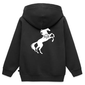 Einhorn Pirat Symbol T-Shirt Totenkopf gekreuzte Knochen - Kinder Premium Organic Zip Hoodie - Schwarz - Hinten - AI Model Kid Male (0cm)