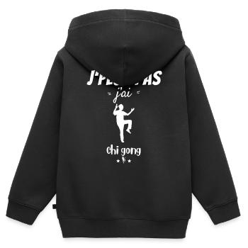 J peux pas j ai chi gong - Sweat Premium à capuche zippé enfant bio - noir - Dos - AI Model Kid Male (0cm)