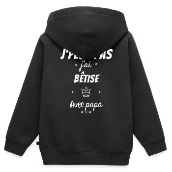 J peux pas j ai bêtise Avec papa - Sweat Premium à capuche zippé enfant bio - noir - Dos - AI Model Kid Male (0cm)