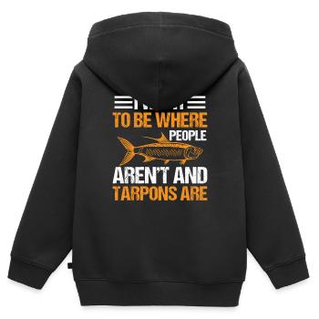 Pêche au tarpon Pêche aux espèces de poissons d’eau douce - Sweat Premium à capuche zippé enfant bio - noir - Dos - AI Model Kid Male (0cm)