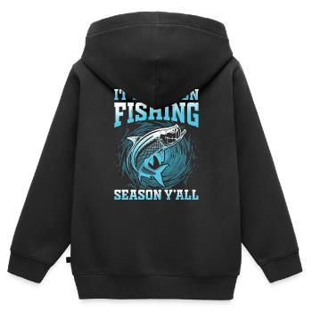 Pêche au tarpon Pêche aux espèces de poissons d’eau douce - Sweat Premium à capuche zippé enfant bio - noir - Dos - AI Model Kid Male (0cm)