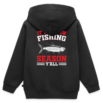Pêche au tarpon Pêche aux espèces de poissons d’eau douce - Sweat Premium à capuche zippé enfant bio - noir - Dos - AI Model Kid Male (0cm)