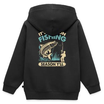 Pêche au tarpon Pêche aux espèces de poissons d’eau douce - Sweat Premium à capuche zippé enfant bio - noir - Dos - AI Model Kid Male (0cm)