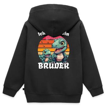 Annonce de la prochaine génération | Je vais être un grand frère en 2025 - Sweat Premium à capuche zippé enfant bio - noir - Dos - AI Model Kid Male (0cm)