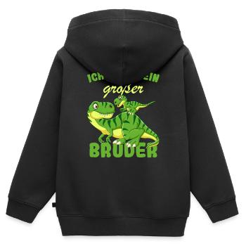Annonce de la prochaine génération | Je vais être un grand frère en 2025 - Sweat Premium à capuche zippé enfant bio - noir - Dos - AI Model Kid Male (0cm)