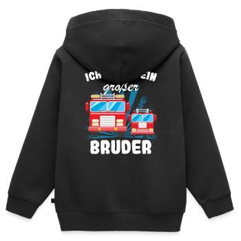 Annonce de la prochaine génération | Je vais être un grand frère en 2025 - Sweat Premium à capuche zippé enfant bio - noir - Dos - AI Model Kid Male (0cm)