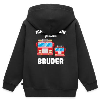Annonce de la prochaine génération | Je vais être un grand frère en 2025 - Sweat Premium à capuche zippé enfant bio - noir - Dos - AI Model Kid Male (0cm)