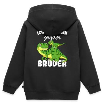 Annonce de la prochaine génération | Je vais être un grand frère en 2025 - Sweat Premium à capuche zippé enfant bio - noir - Dos - AI Model Kid Male (0cm)
