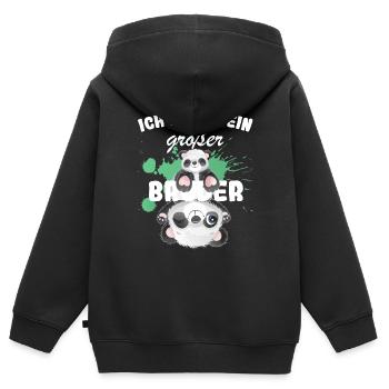 Annonce de la prochaine génération | Je vais être un grand frère en 2025 - Sweat Premium à capuche zippé enfant bio - noir - Dos - AI Model Kid Male (0cm)
