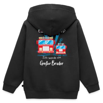 Annonce de la prochaine génération | Je vais être un grand frère en 2025 - Sweat Premium à capuche zippé enfant bio - noir - Dos - AI Model Kid Male (0cm)
