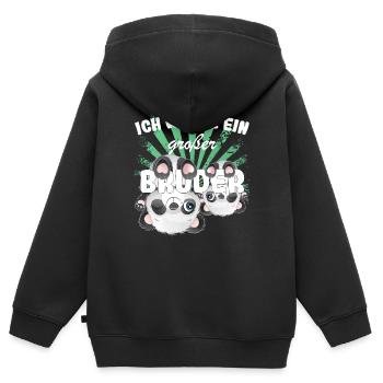 Annonce de la prochaine génération | Je vais être un grand frère en 2025 - Sweat Premium à capuche zippé enfant bio - noir - Dos - AI Model Kid Male (0cm)