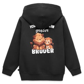 Annonce de la prochaine génération | Je vais être un grand frère en 2025 - Sweat Premium à capuche zippé enfant bio - noir - Dos - AI Model Kid Male (0cm)