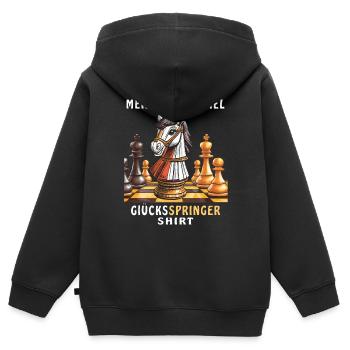 JEU D’ÉCHECS LUCKY KNIGHT CHEMISE - Sweat Premium à capuche zippé enfant bio - noir - Dos - AI Model Kid Male (0cm)
