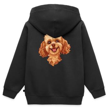 Caniche jouet | Caniche jouet | Illustration de dessin animé - Sweat Premium à capuche zippé enfant bio - noir - Dos - AI Model Kid Male (0cm)