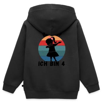 BÄÄM - 4. Geburtstag für stylische Mädchen - Kinder Premium Organic Zip Hoodie - Schwarz - Hinten - AI Model Kid Male (0cm)