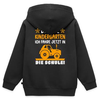 Bye Bye Kindergarten ich fahre jetzt in die Schule - Kinder Premium Organic Zip Hoodie - Schwarz - Hinten - AI Model Kid Male (0cm)