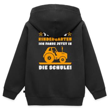 Und Tschüss Kindergarten ich fahre in die Schule - Kinder Premium Organic Zip Hoodie - Schwarz - Hinten - AI Model Kid Male (0cm)