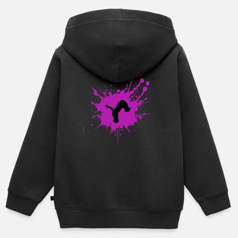 Splash Parkour TShirt - Sweat Premium à capuche zippé enfant bio - noir