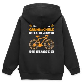 Und Tschüss Grudschule ich fahre in die 5 Klasse - Kinder Premium Organic Zip Hoodie - Schwarz - Hinten - AI Model Kid Male (0cm)