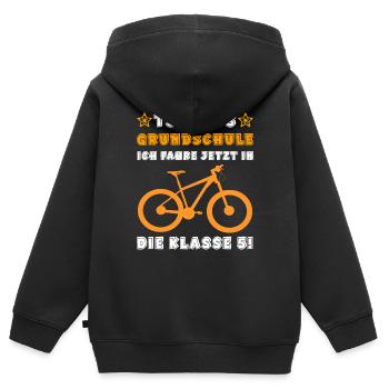 Tschüss Grudschule ich fahre in die 5 Klasse - Kinder Premium Organic Zip Hoodie - Schwarz - Hinten - AI Model Kid Male (0cm)