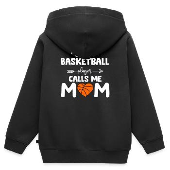 Mein Lieblings-Basketballspieler nennt mich Mama - Kinder Premium Organic Zip Hoodie - Schwarz - Hinten - AI Model Kid Male (0cm)