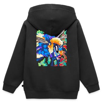 Bourdon abeille guêpe insecte symbole de volonté - Sweat Premium à capuche zippé enfant bio - noir - Dos - AI Model Kid Male (0cm)