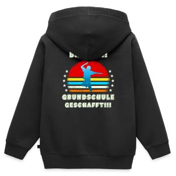 Bäähm Grundschule ist Geschafft ein dabbing Junge - Kinder Premium Organic Zip Hoodie - Schwarz - Hinten - AI Model Kid Male (0cm)