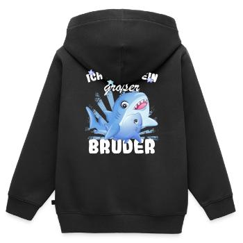 Annonce de la prochaine génération | Je vais être un grand frère en 2025 - Sweat Premium à capuche zippé enfant bio - noir - Dos - AI Model Kid Male (0cm)