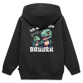 Annonce de la prochaine génération | Je vais être un grand frère en 2025 - Sweat Premium à capuche zippé enfant bio - noir - Dos - AI Model Kid Male (0cm)
