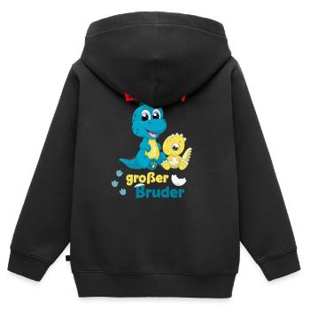 Annonce de la prochaine génération | Je vais être un grand frère en 2025 - Sweat Premium à capuche zippé enfant bio - noir - Dos - AI Model Kid Male (0cm)