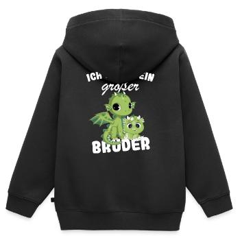 Annonce de la prochaine génération | Je vais être un grand frère en 2025 - Sweat Premium à capuche zippé enfant bio - noir - Dos - AI Model Kid Male (0cm)