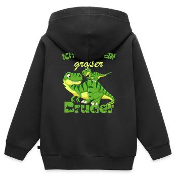Annonce de la prochaine génération | Je vais être un grand frère en 2025 - Sweat Premium à capuche zippé enfant bio - noir - Dos - AI Model Kid Male (0cm)