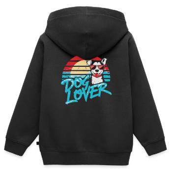 HUNDEFREUND - Kinder Premium Organic Zip Hoodie - Schwarz - Hinten - AI Model Kid Male (0cm)