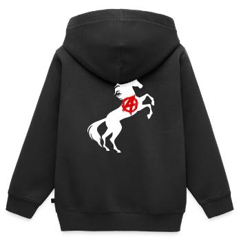 Licorne Anarchie Symbole T-Shirt Anarchisme Magique - Sweat Premium à capuche zippé enfant bio - noir - Dos - AI Model Kid Male (0cm)