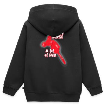 Ballon-Steckenpferd - lustig -Ich liebe Pferde - Kinder Premium Organic Zip Hoodie - Schwarz - Hinten - AI Model Kid Male (0cm)