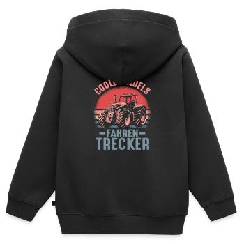 Filles Cool Conduisant Tracteur Ferme Femme De Fermier - Sweat Premium à capuche zippé enfant bio - noir - Dos - AI Model Kid Male (0cm)
