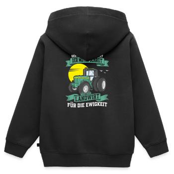 Landwirt für die Ewigkeit Bauernhof Bauer - Kinder Premium Organic Zip Hoodie - Schwarz - Hinten - AI Model Kid Male (0cm)