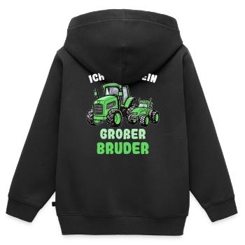 Annoncer la progéniture | Je serai un grand frère en 2025 - Sweat Premium à capuche zippé enfant bio - noir - Dos - AI Model Kid Male (0cm)