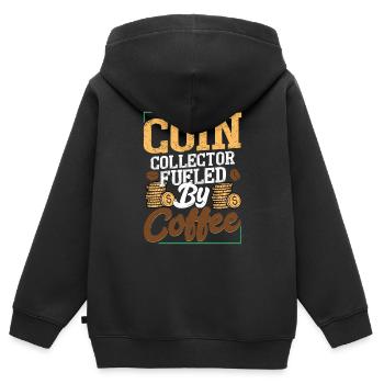Caffeinated Numismatist: Coins & Coffee Combo - Kinder Premium Organic Zip Hoodie - Schwarz - Hinten - AI Model Kid Male (0cm)