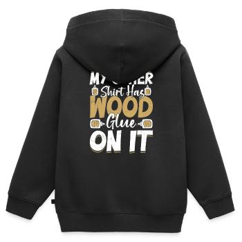 Armoire de menuisier - Colle à bois et fierté - Sweat Premium à capuche zippé enfant bio - noir - Dos - AI Model Kid Male (0cm)