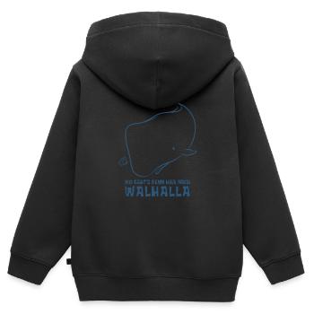 Wo geht's denn hier nach Walhalla - Wal - Spruch - Kinder Premium Organic Zip Hoodie - Schwarz - Hinten - AI Model Kid Male (0cm)