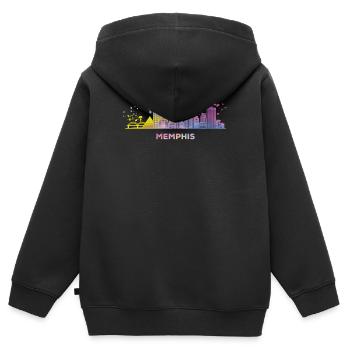 Memphean Skyline Memphis - Kinder Premium Organic Zip Hoodie - Schwarz - Hinten - AI Model Kid Male (0cm)